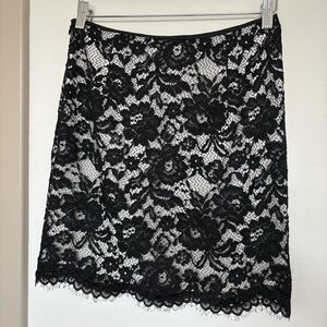Theory Black Floral Lace Mini Skirt
